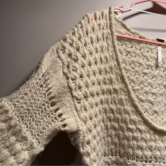 Free People Crashing Waves Pullover Cream Acrylic/Wool Oversized Knit Chunky S - Picture 10 of 16